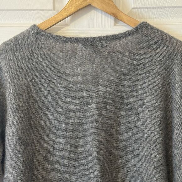 INNAMORATO Superkid Mohair & Merino Wool Gray Short Sleeve Sweater Size Small S - Picture 4 of 8
